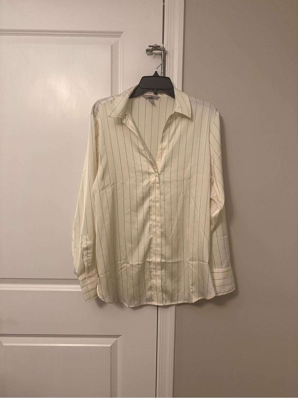 H&M Cream Pinstripe Button-Down Shirt
